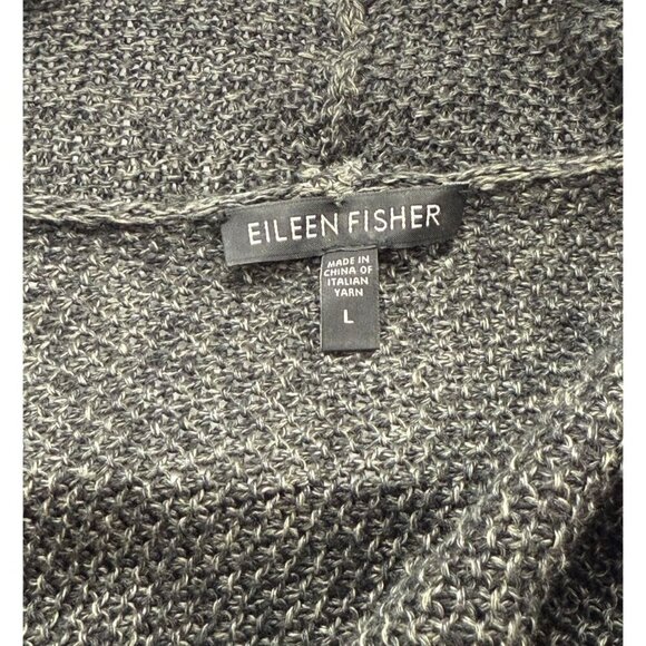 Eileen Fisher System Linen Cardigan Sweater Two-Tone Gray Open Front Soft Size L - Picture 6 of 10
